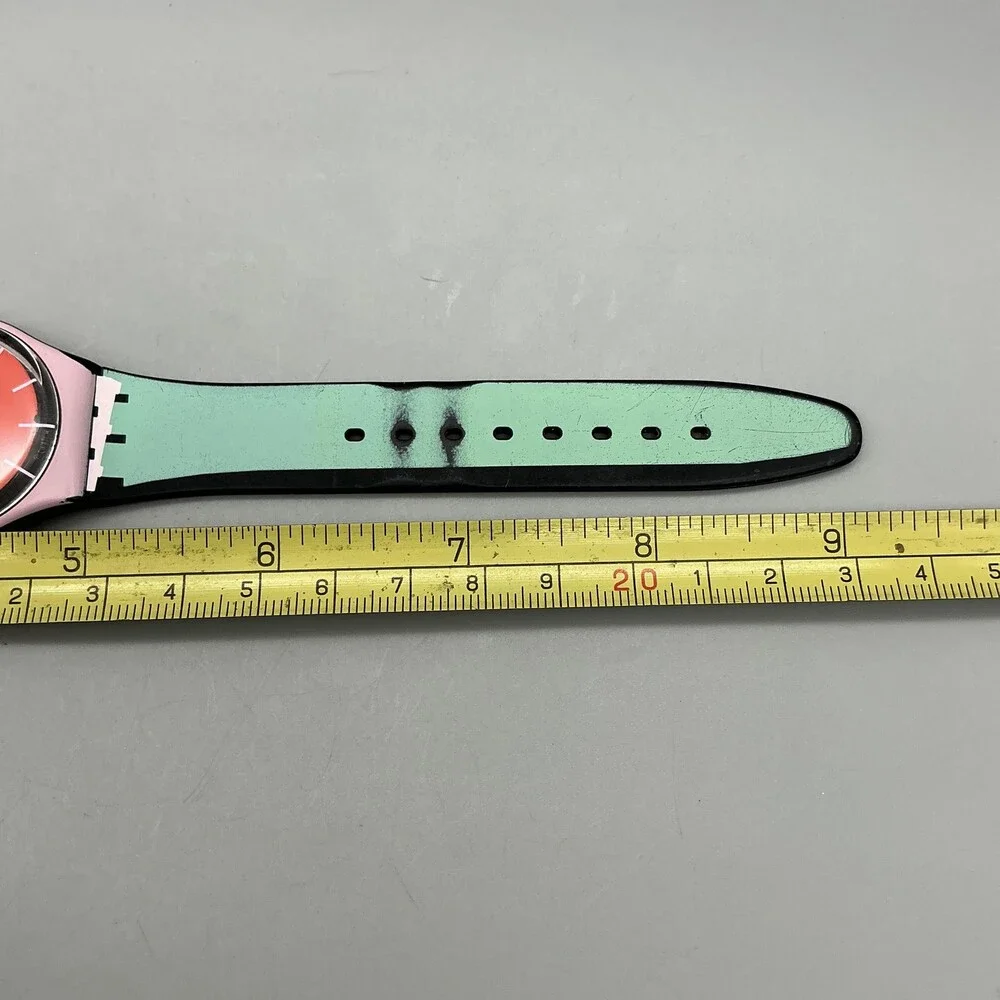 Swatch A COTE GB286 Womens Watch 34mm Orange Dial Pink Case Rubber New Battery